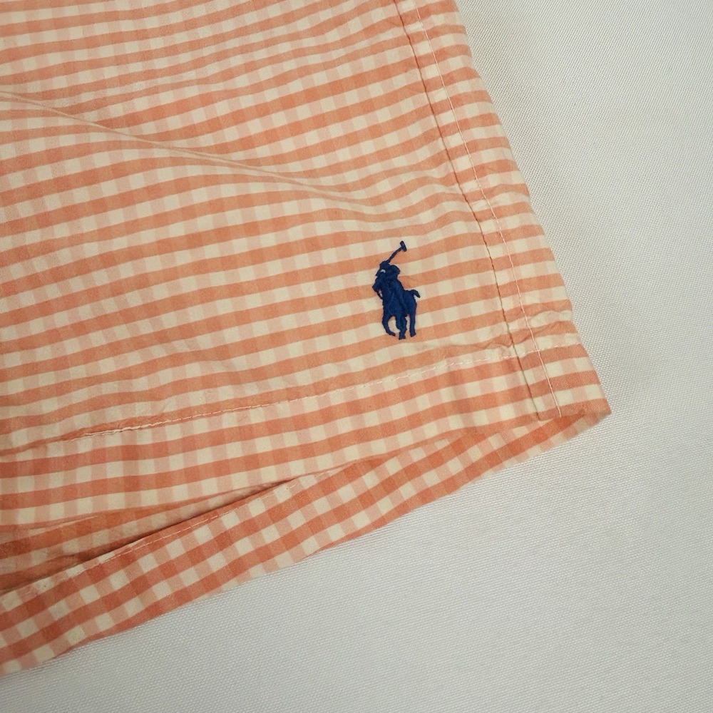 POLO Ralph Lauren Swim Trunks Men's XXL Salmon/Orange Check Gingham Pony Preppy
